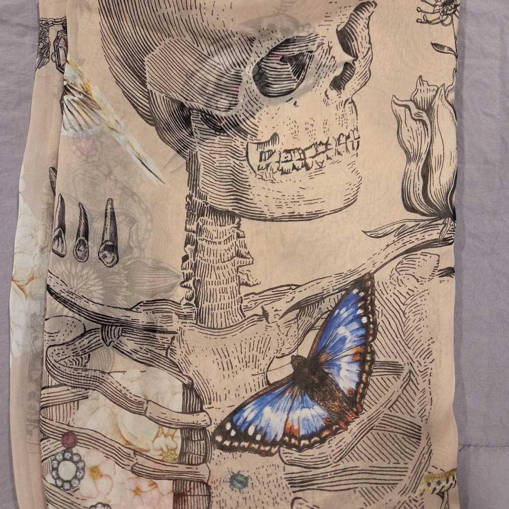 Alexander McQueen Skeleton and Butterfly Scarf